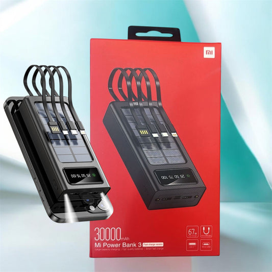 Mi Power Bank 3 Solar Edition – 30,000mAh Ultra-High Capacity & 67W Super Fast Charging