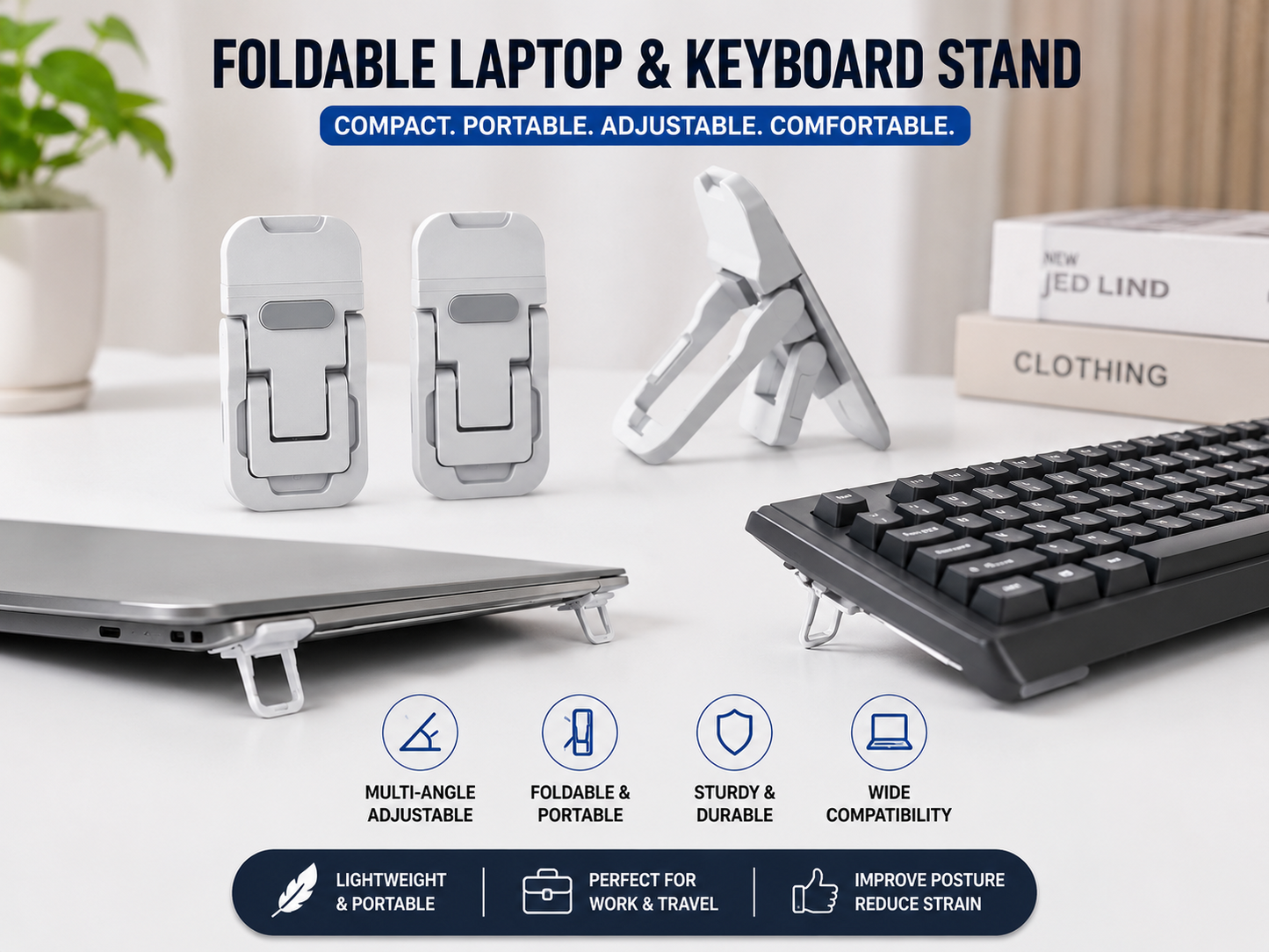 Foldable Mini Laptop & Keyboard Stand (2-Pack)