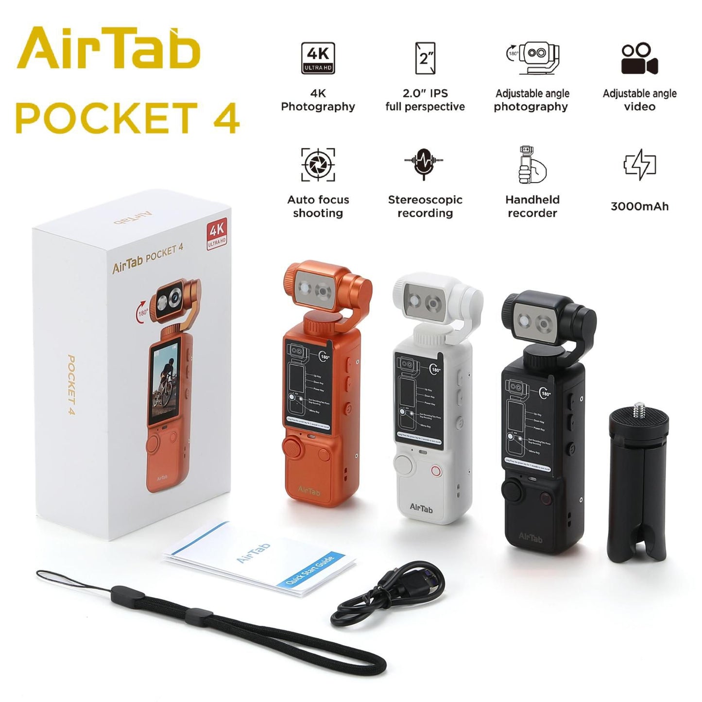 AirTab Pocket 4 – 4K Handheld Vlogging Camera